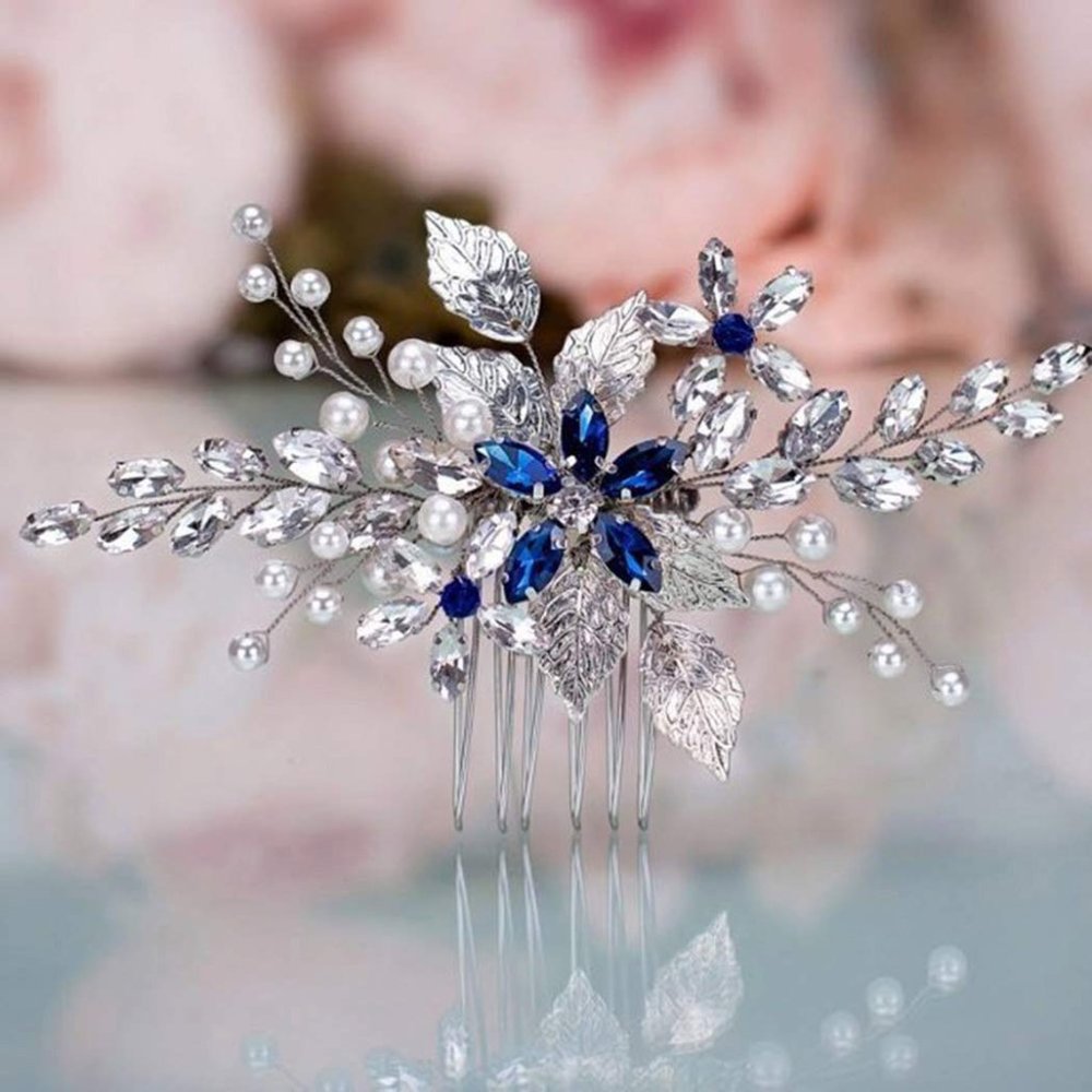 Hair Accessories Vintage Bridal Clips Flower Blue